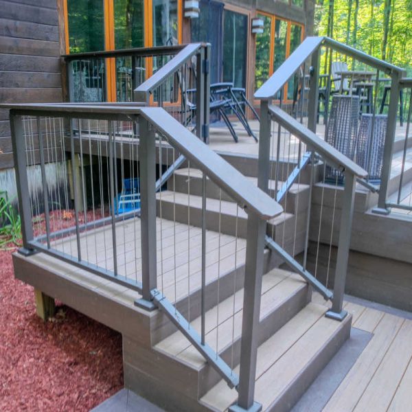 Leveled deck with modern railing